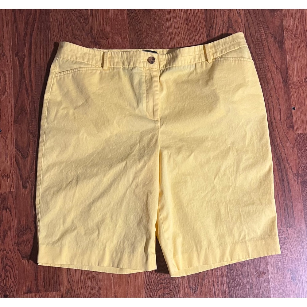 Talbots The Perfect Short Yellow Chino Shorts Womens Size 14 Mid Length Cotton